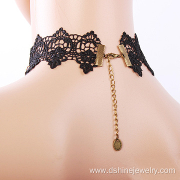 Black Lace Bead Choker Simple Gothic Collar Necklace